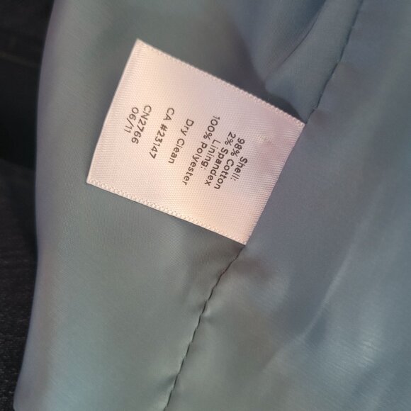 Talbots Womens Blazer 18W Classic One-Button 3/4 Sleeve Blue Cotton & Polyester - Picture 7 of 8